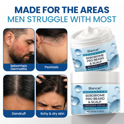 🔥 FLAKE-FREE SKIN IN 7 DAYS Biancat® SeboBiome Pro Beard & Scalp Cream 🌱 Reduces Itch & Flakes — No Greasy Residue!